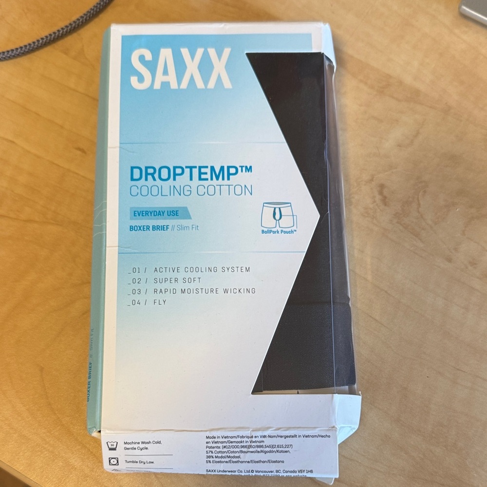 Saxx Black Boxer Briefs with Droptemp Cooling
